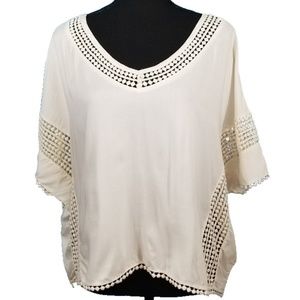 Divided by H&M White Boho Crop Top sz 10